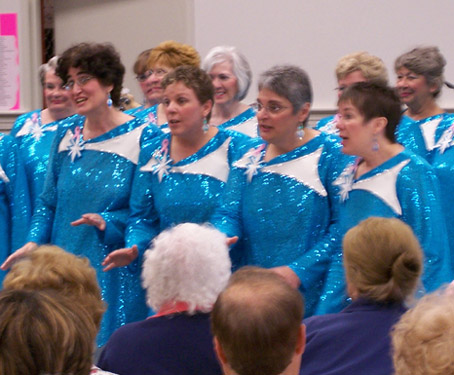 After Hours Quartet sings at the Cancer Survivers Luncheon - at Vassar Hospital's Dyson Center; June 11, 2006. Our Chorus; Evergreen, is behind us - supportive all the way! 